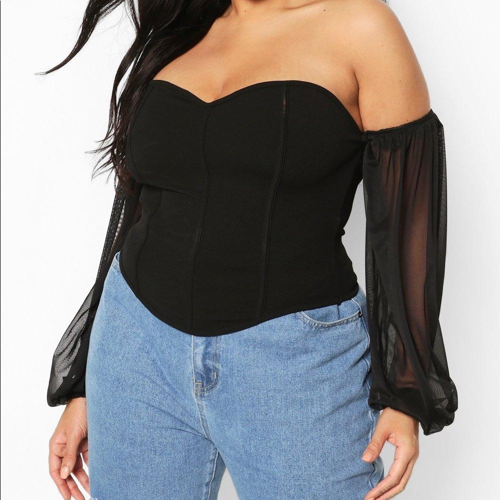 🆕 Black Off the Shoulder Corset Bustier Sz. 18